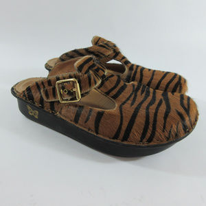 Alegria PG Lite Tiger Stripe Leather Clogs Mules